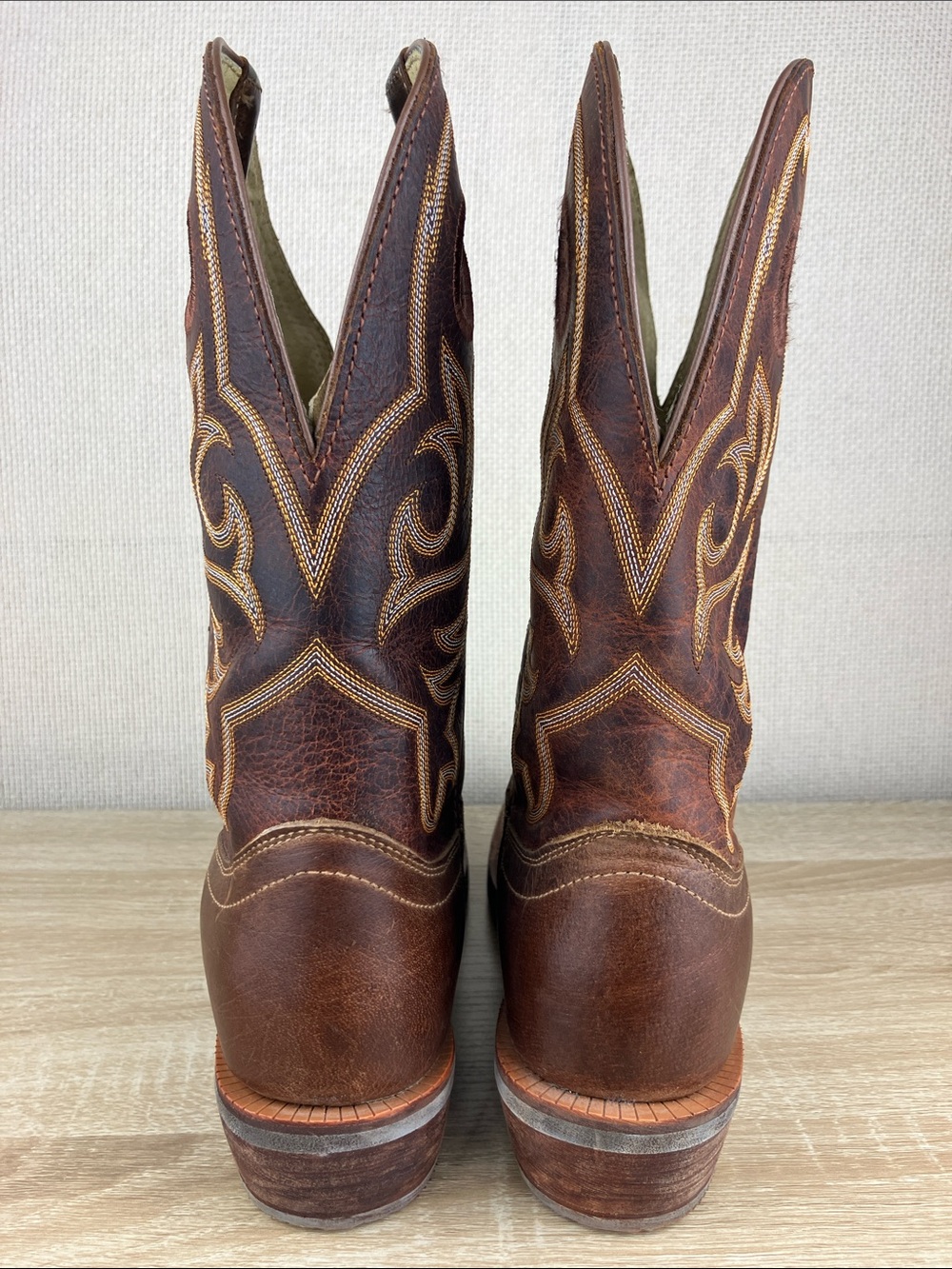 Justin 10 WIDE Stampede Rush Western Boots Cowboy Square Toe Brown Leather - Picture 5 of 16